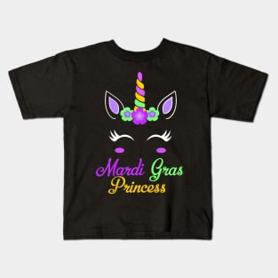 Little Miss Mardi Gras Princess Unicorn Girls Kids toddlers Kids T-Shirt